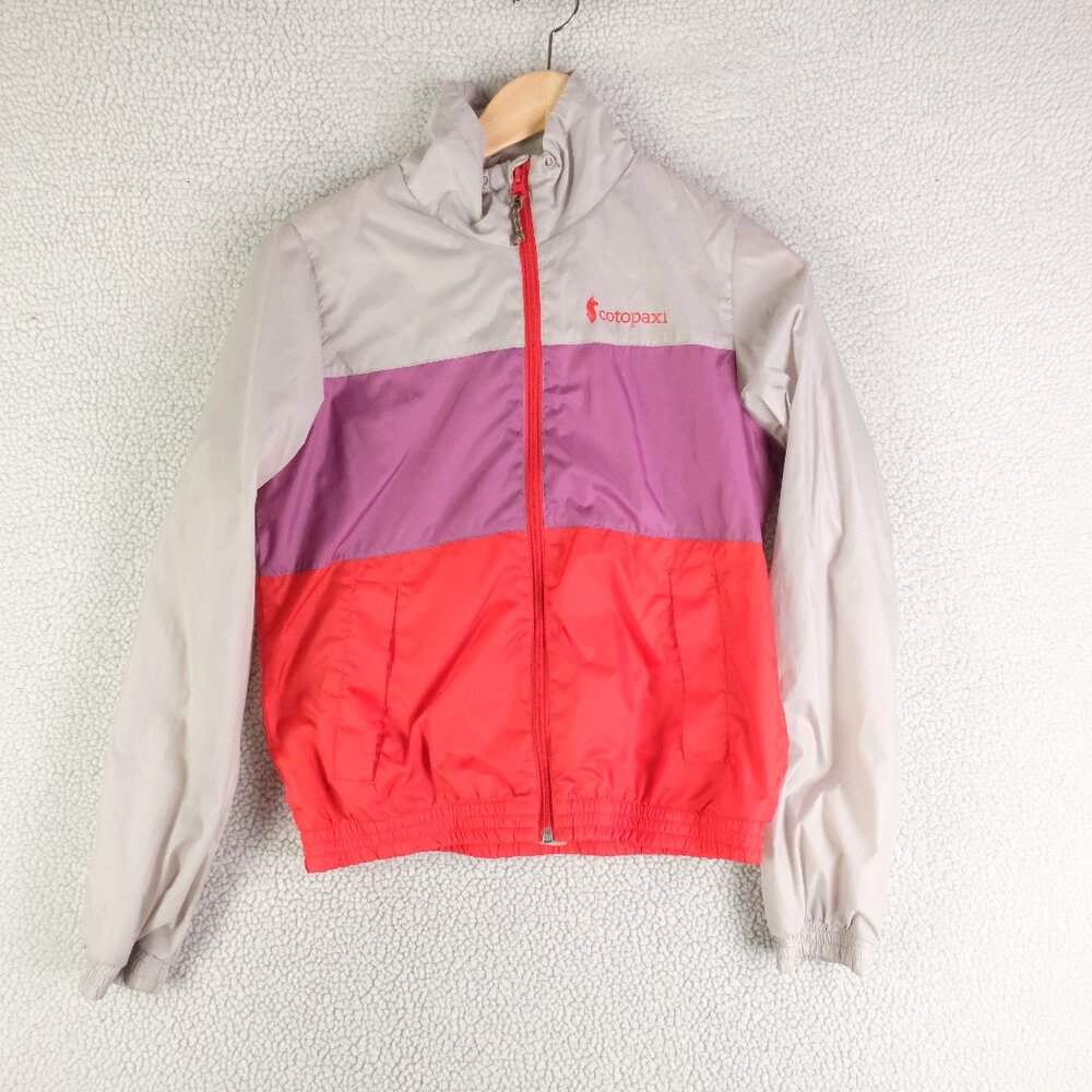 Cotopaxi Jacket Womens Extra Small Purple Red Gray Lightweight Full Zip Bomber